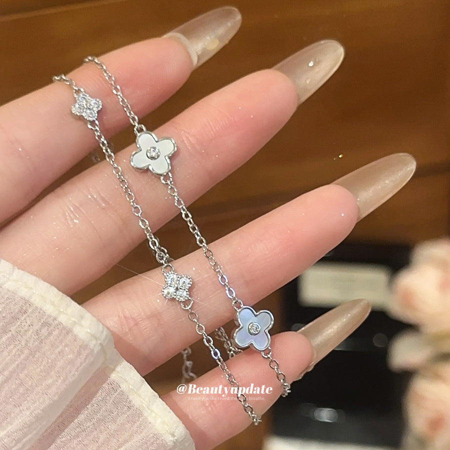 18K Gold Plated Floral Shell Bracelet for Women Adjustable Minimalist Everyday Luxury Hand Jewelry