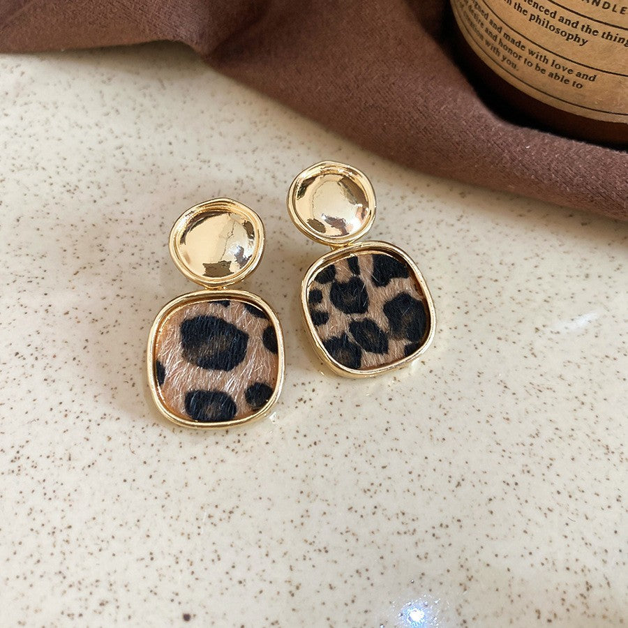 Orecchini pendenti in pelle geometrici minimalisti retrò con perni in argento sterling 925, finitura galvanizzata, da donna