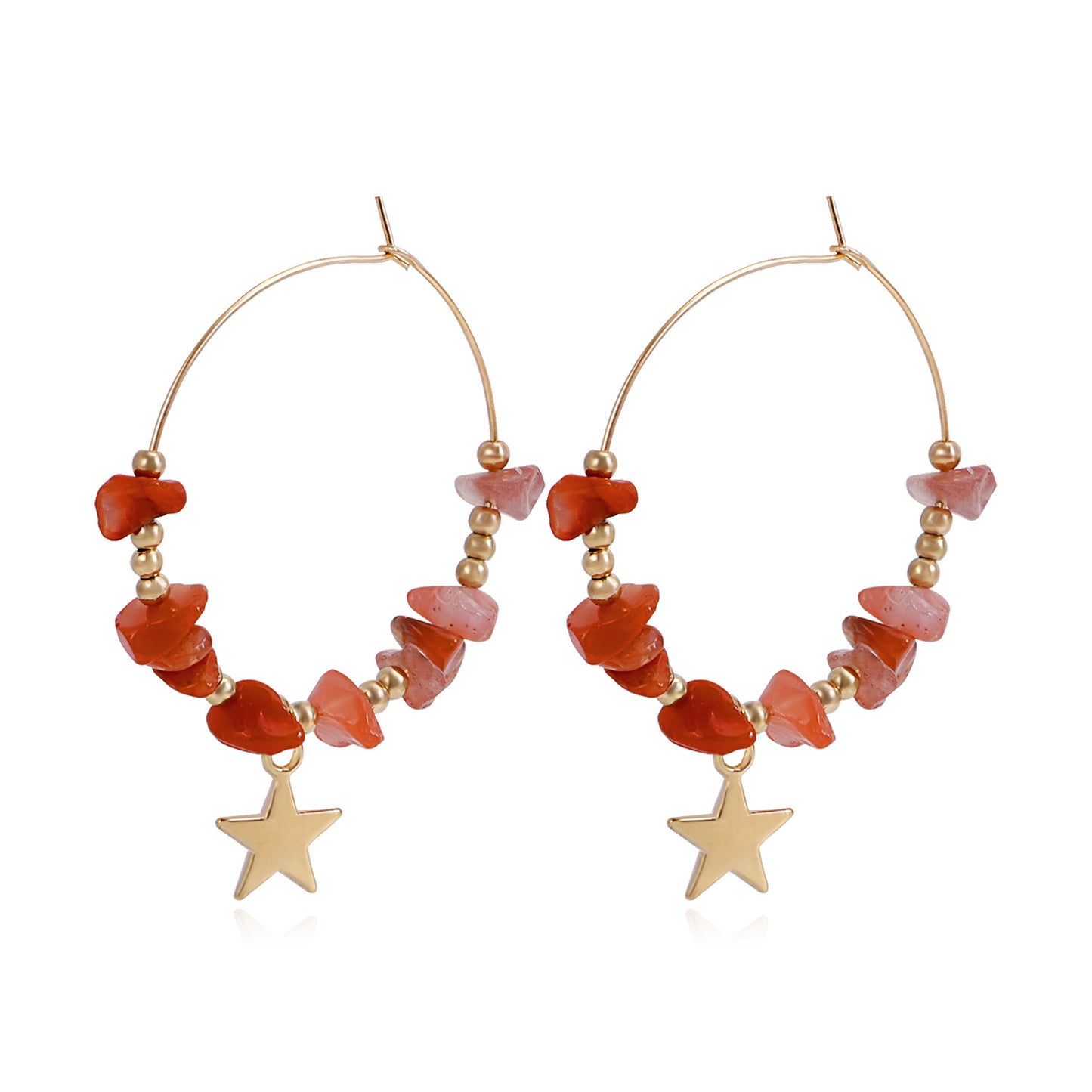 Pendientes de aro bohemios geométricos de turquesa para mujer con acabado de aleación chapada y motivo lunar inspirado en la naturaleza