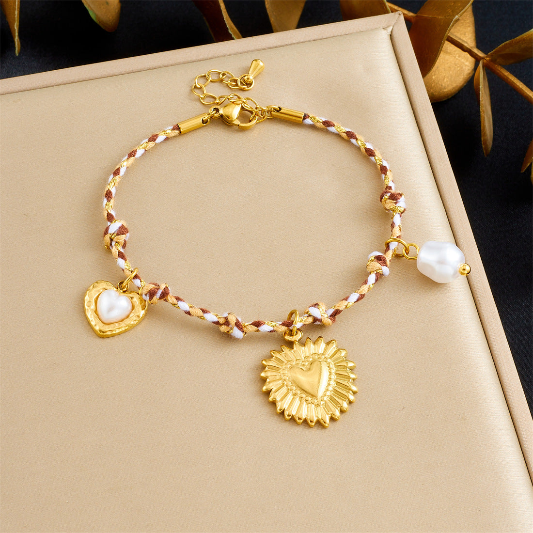 Bohemian Vintage Gold Plated Stainless Steel Charm Bar with Floral Star Moon Elements for Women