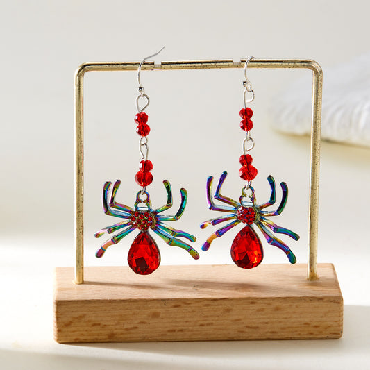 Pendientes de aleación con forma de araña atrevida para mujer con acabado chapado, joyería de insectos temática de Halloween