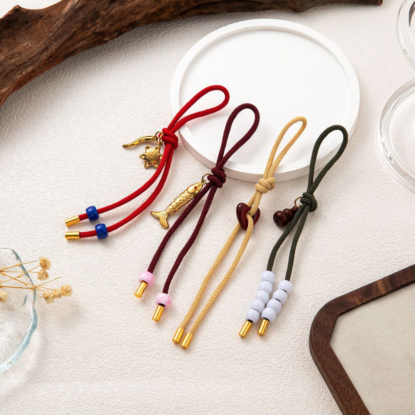 Elegant Plated Stainless Steel Heart Star Floral Keychain with Cable Chain
