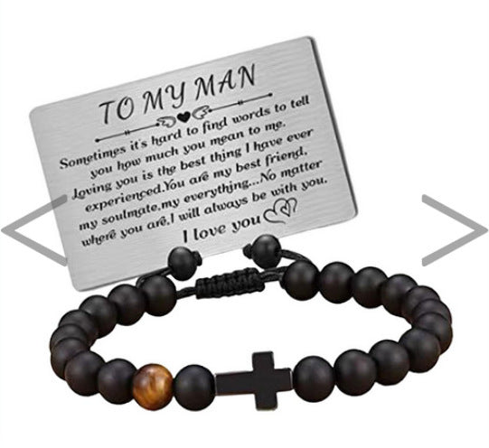 Matte Black Hematite Tiger Eye Cross Bracelet Adjustable Elastic Cord Unisex