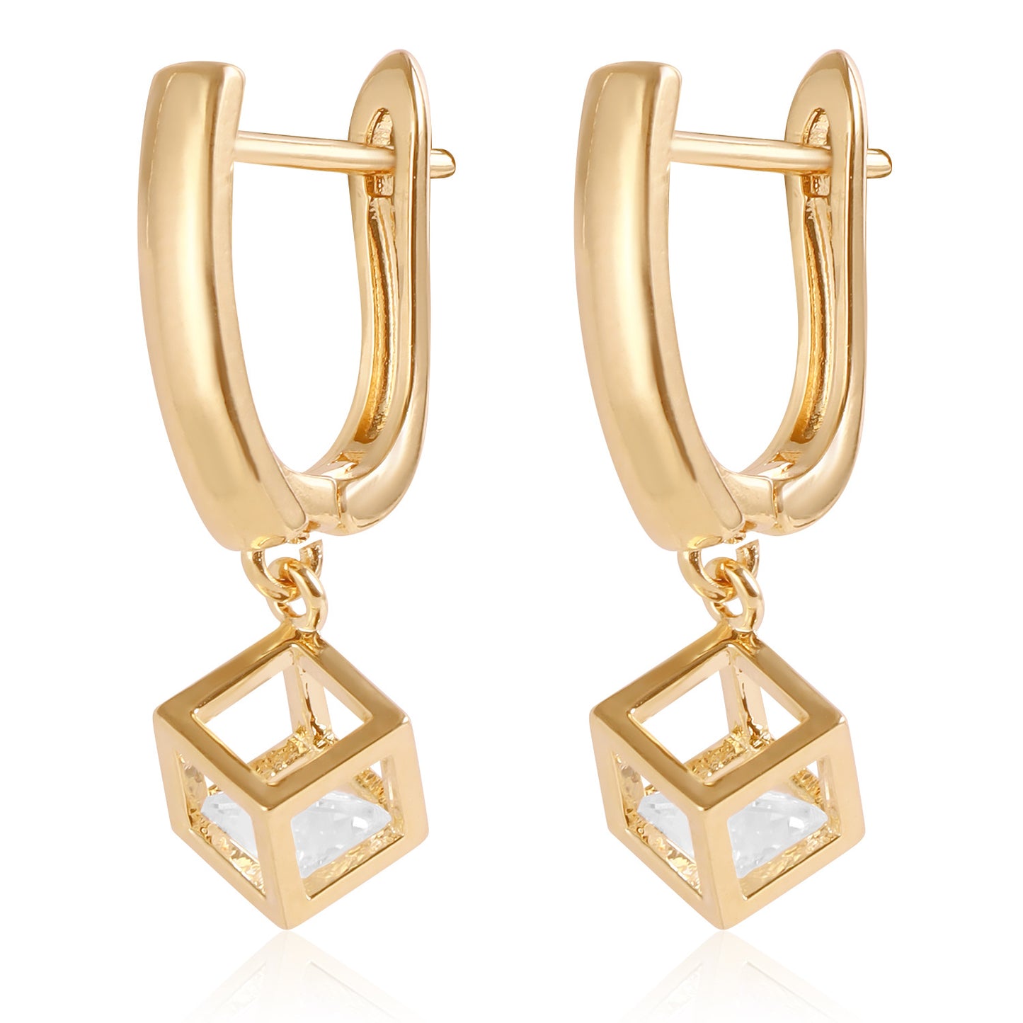 Geometric Fashion Earrings for Women with Metal Frame Electroplated Square Hollow-Out Design