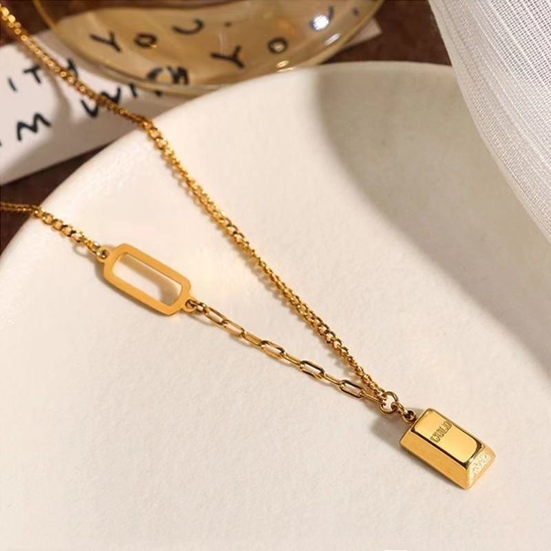 Minimalist Square Titanium Steel Plated Box Chain Necklace Unisex