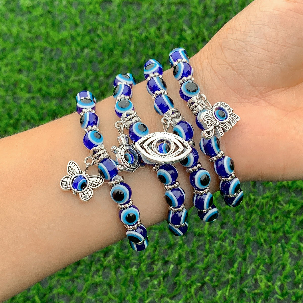 Minimalist Ethnic Acrylic Butterfly Evil Eye Beaded Bracelet for Women