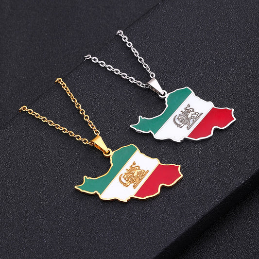 Geometric Pendant Necklace in Stainless Steel with Enamel Finish for Unisex Fashion and Commuter Style