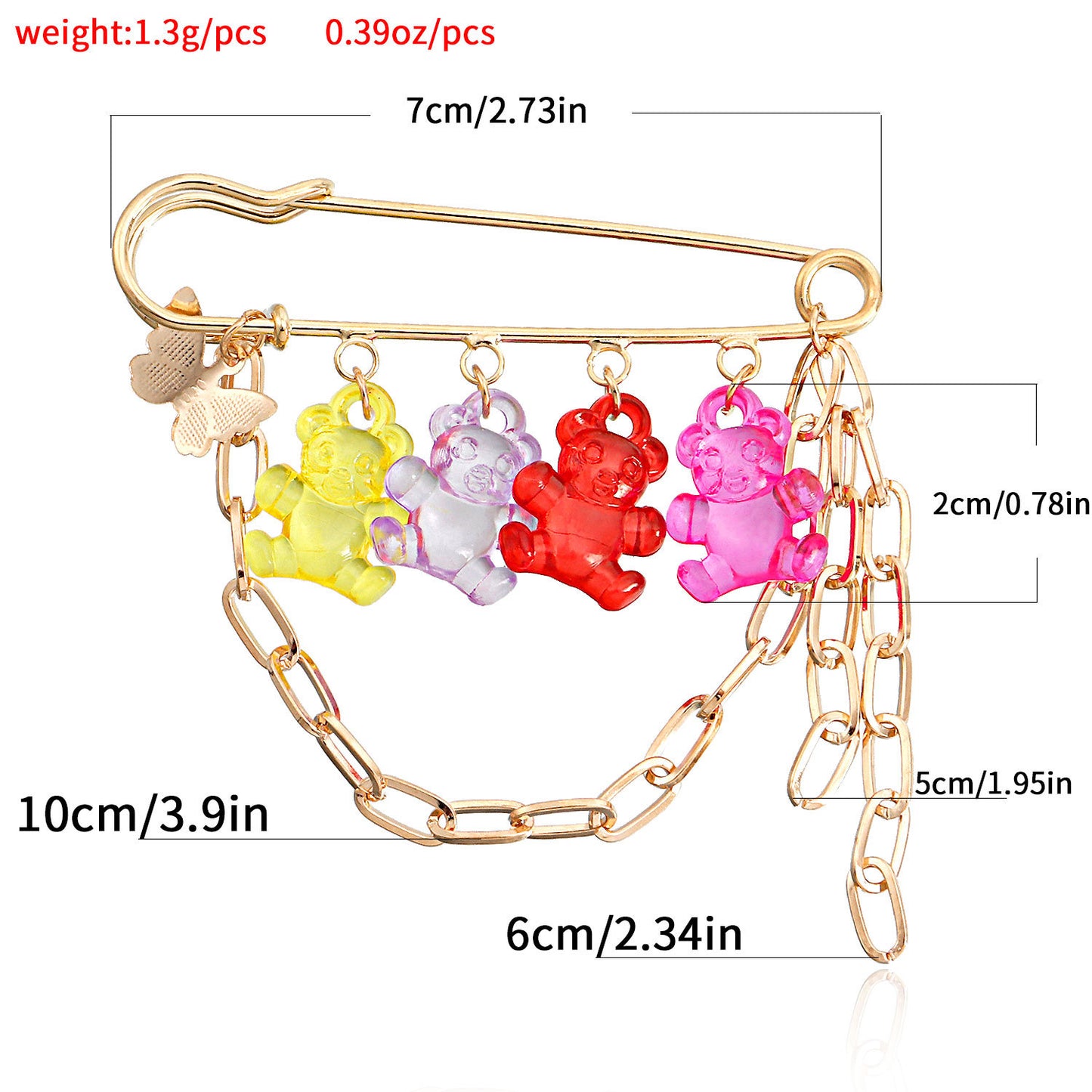 Sweet Geometric Bear Brooch Pendant for Women Alloy Plated Jewelry Accessory