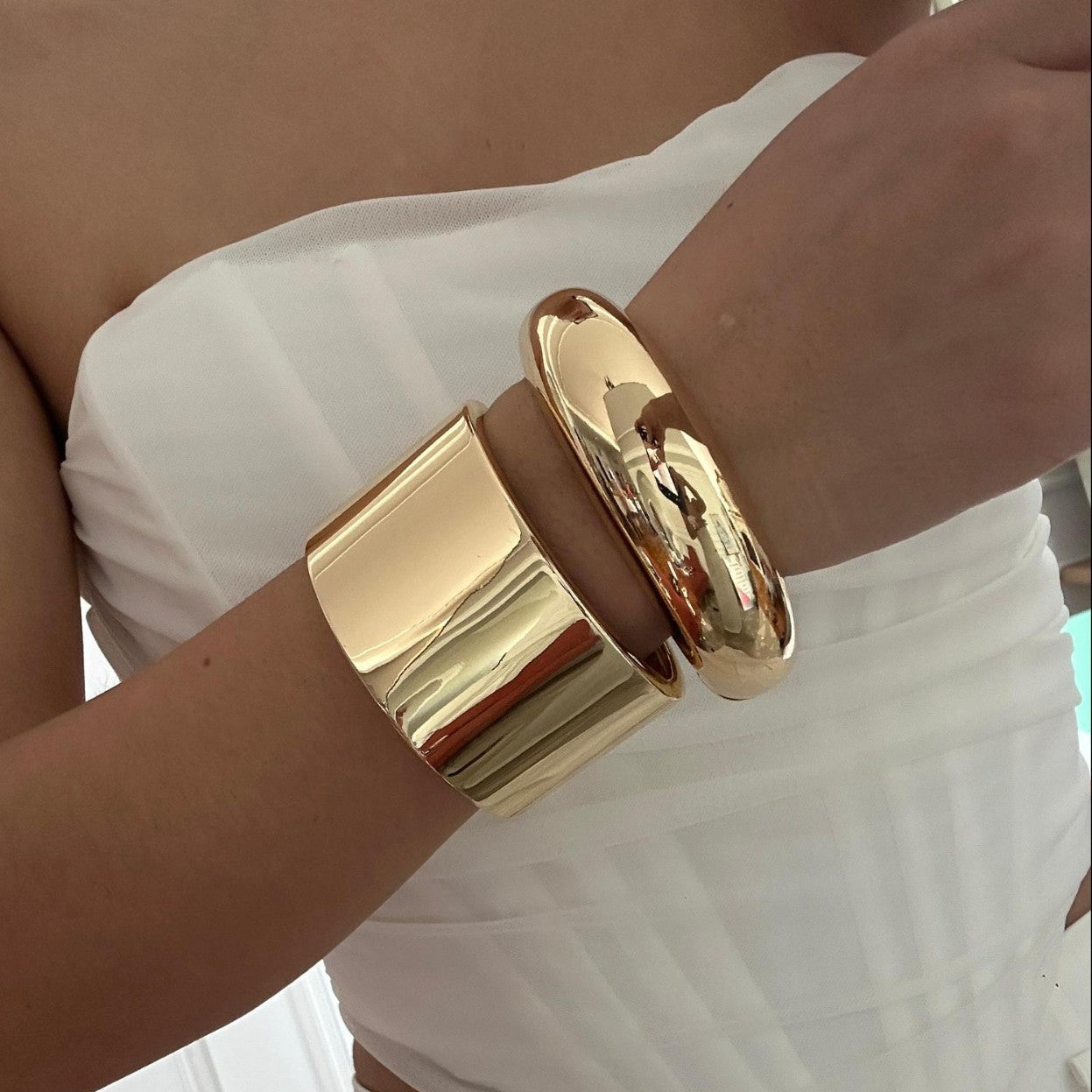 Minimalist Geometric Alloy Plated Cuff Bracelet for Women