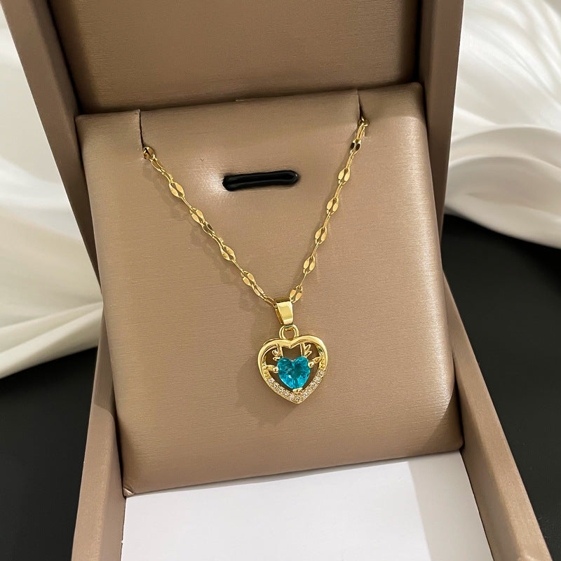 Collar con colgante de diamantes de imitación, geométrico y minimalista, de acero de titanio para mujer, cadena irregular, acabado chapado