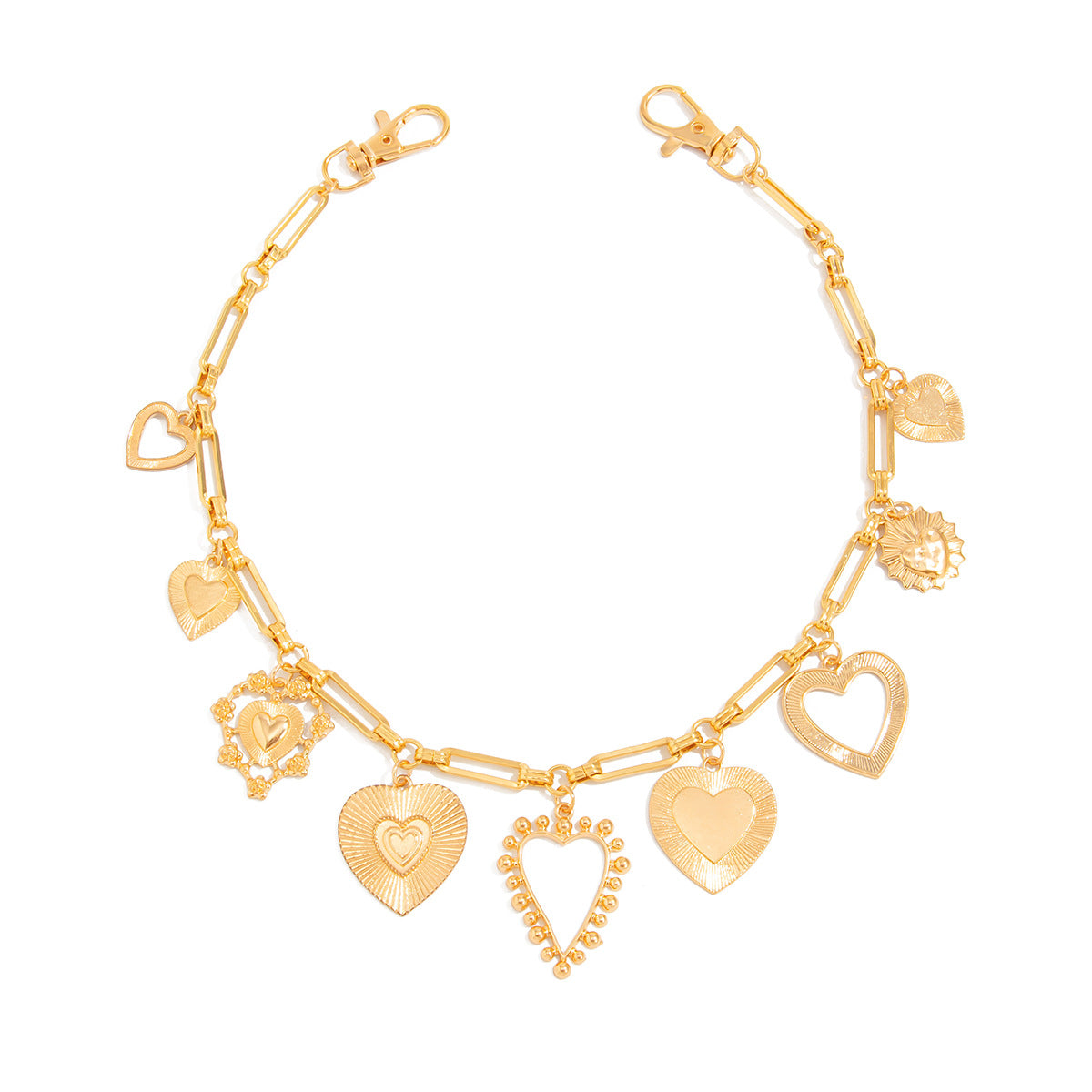 Vintage Heart-Shaped Tassel Waist Chain for Women in Metal with Lobster Clasp