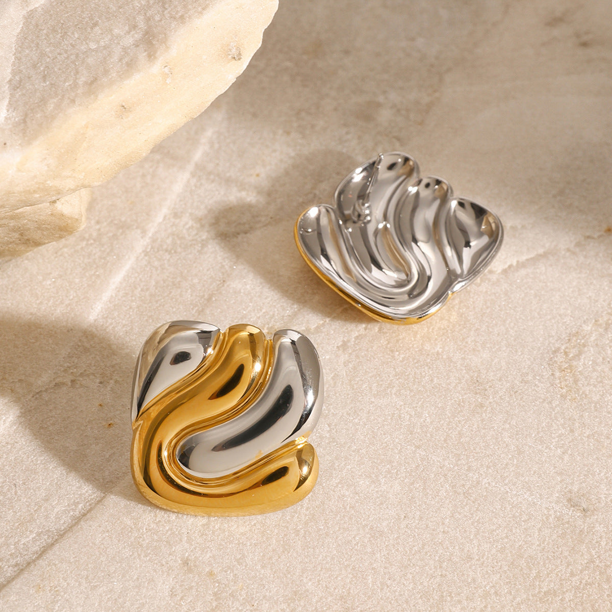 Elegant Geometric Square Stainless Steel and Titanium Steel Plated Earrings for Women