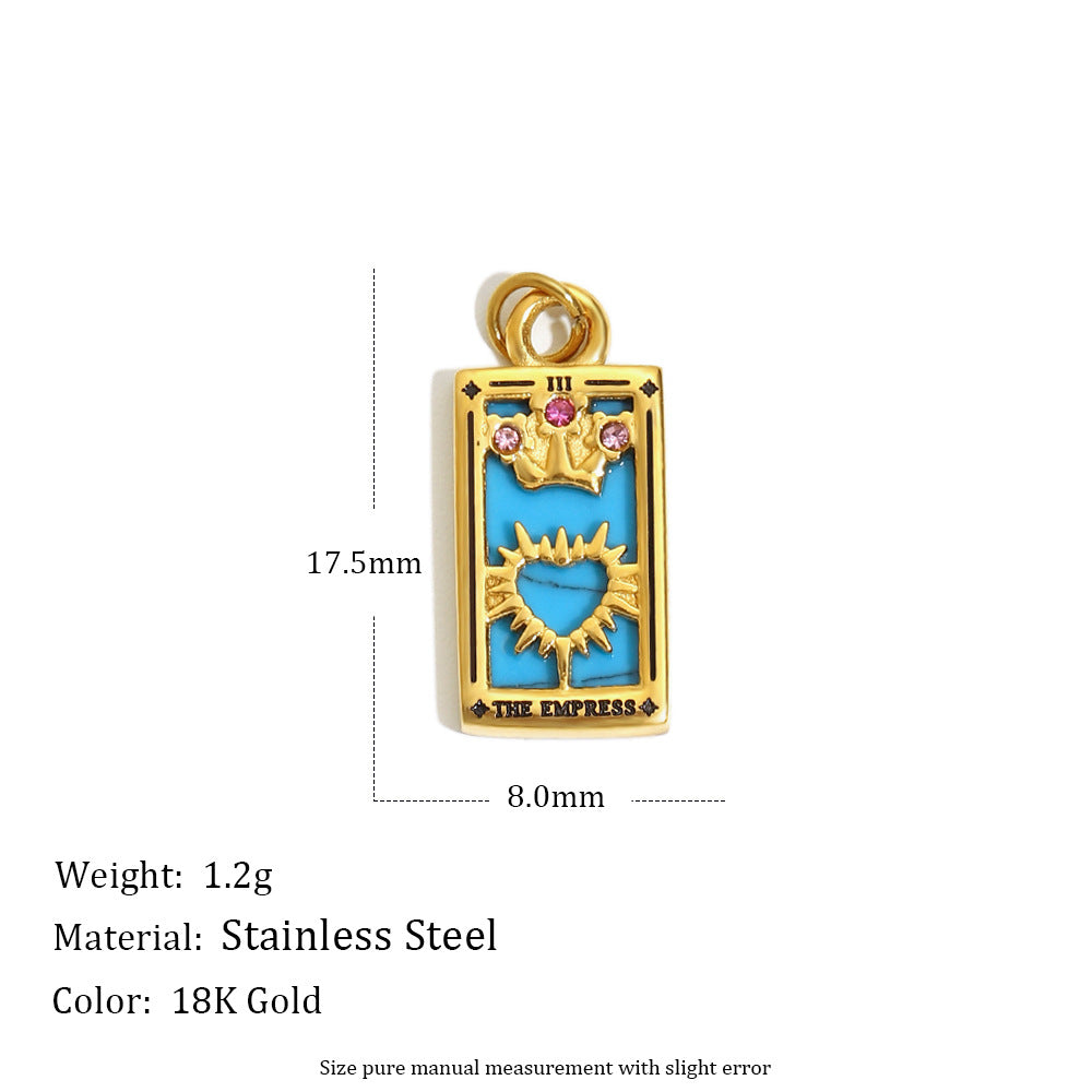 Fashionable Geometric Sun Star Tarot Pendant Necklace in Stainless Steel with 18K Gold Plating