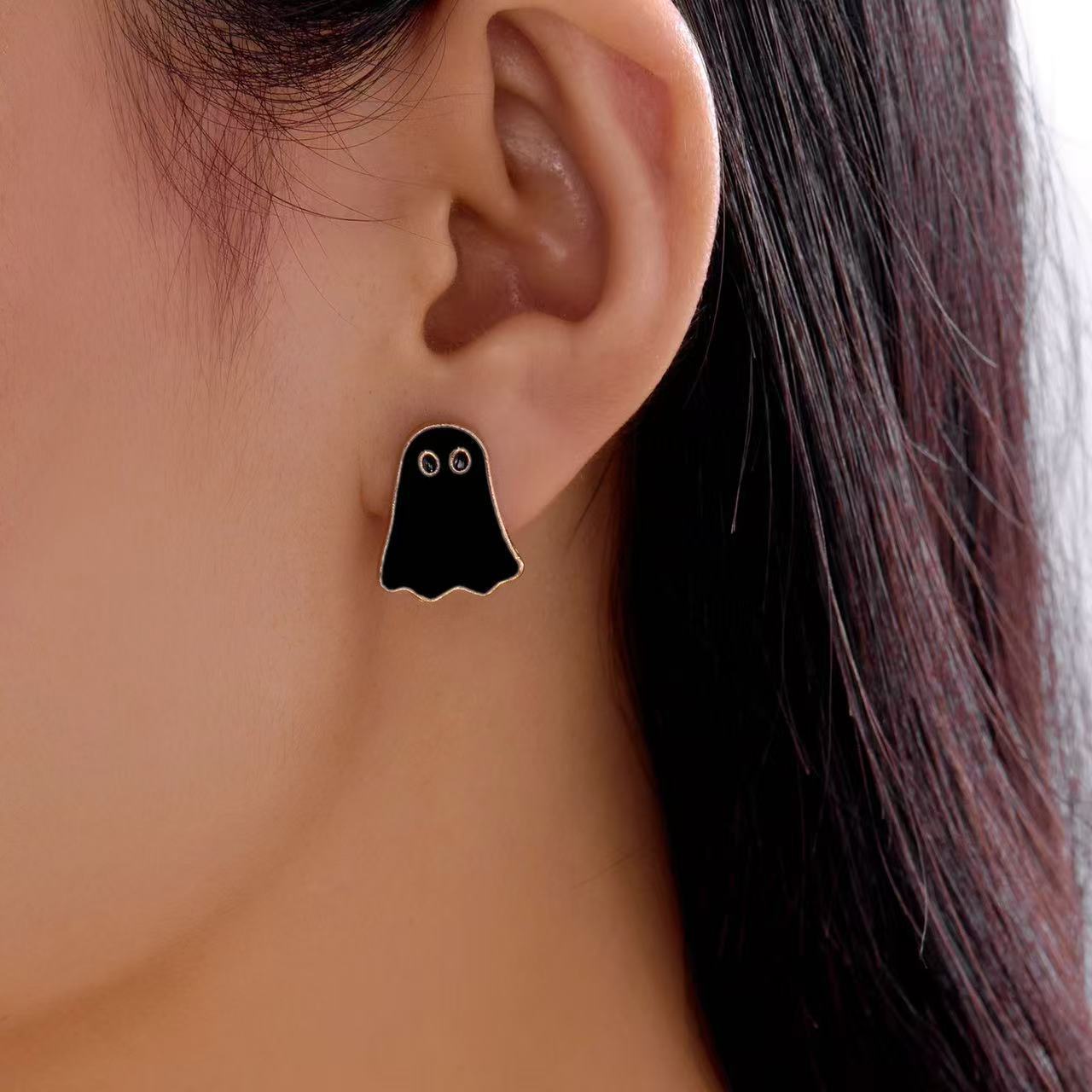 Cute Cartoon Ghost Alloy Plated Pendant Necklace Set for Women