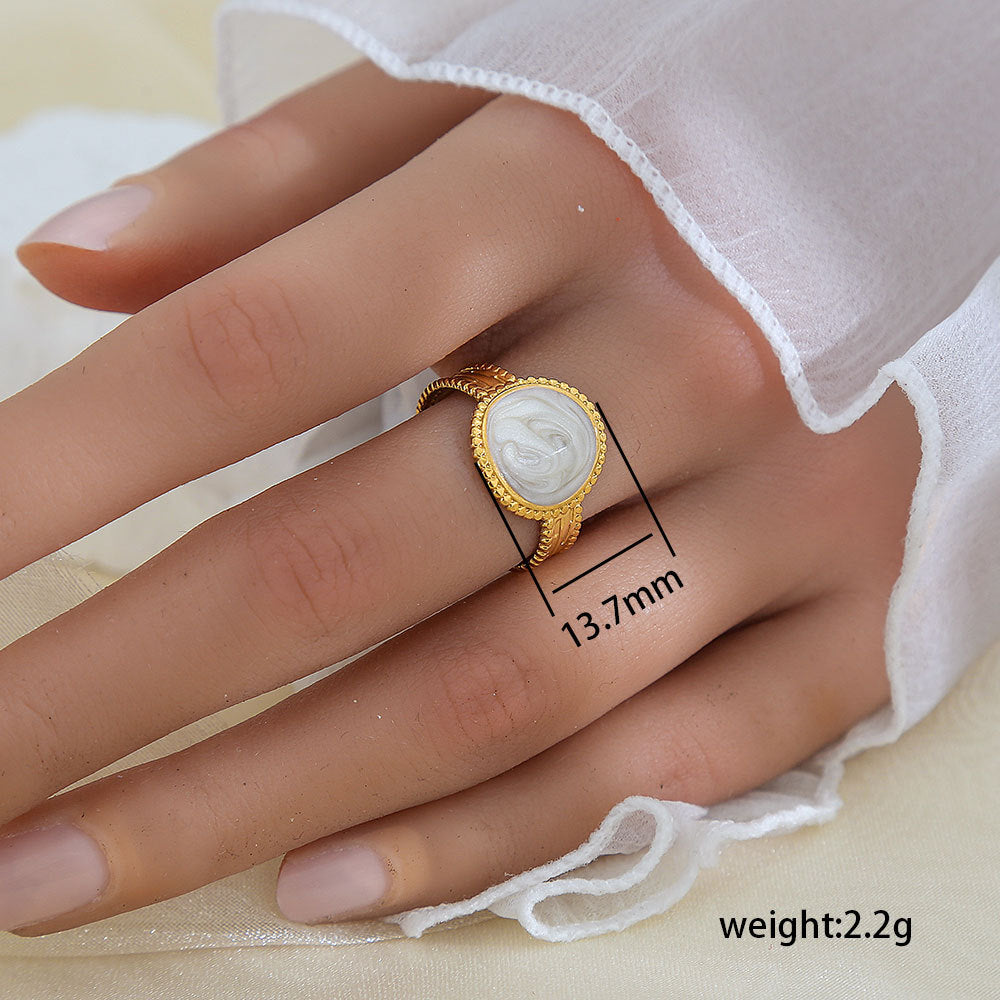 Anello aperto regolabile geometrico in acciaio al titanio con finitura galvanica per donna e uomo, gioielli moderni e minimalisti