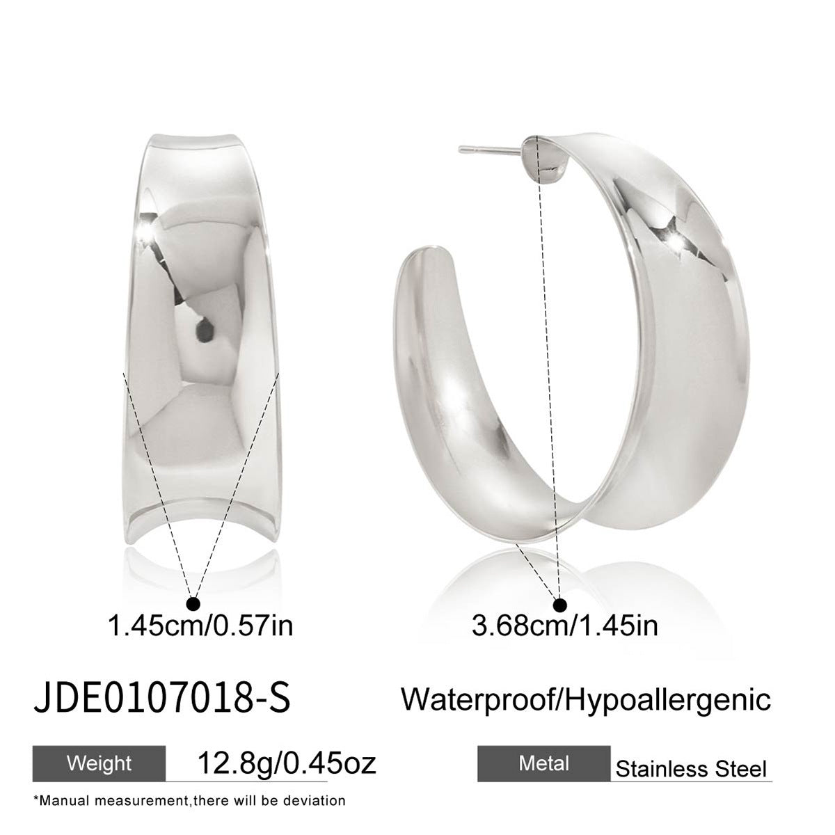 Pendientes de aro en C geométricos de acero inoxidable para mujer con acabado chapado, hipoalergénicos y resistentes a la decoloración, joyería de lujo para la oreja
