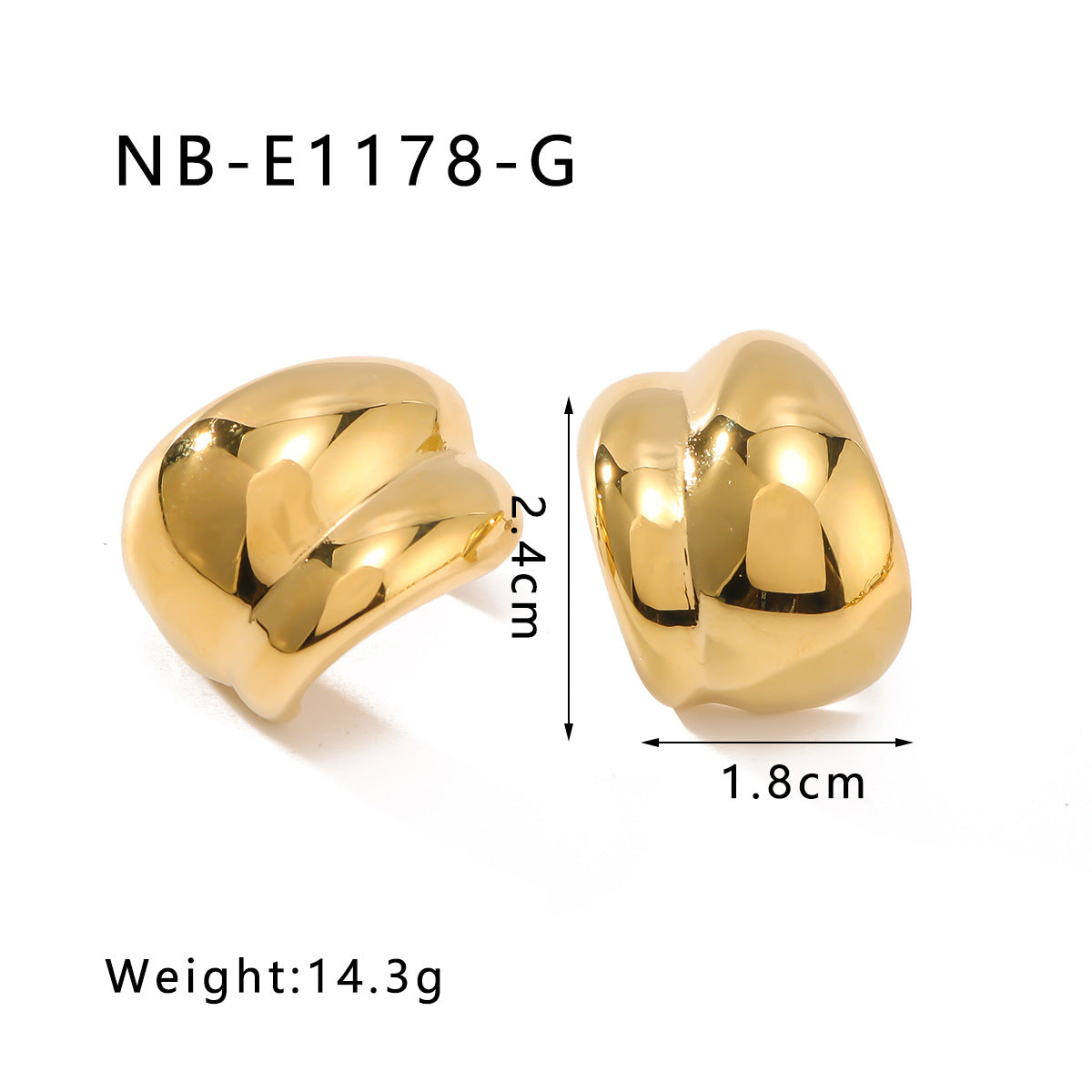 Orecchini a cerchio a C minimalisti geometrici in acciaio inossidabile con placcatura sottovuoto in oro 18 carati da donna