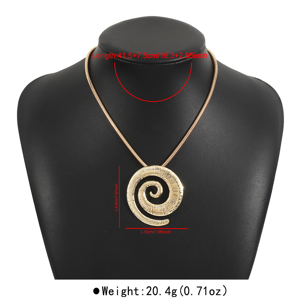 Collar con colgante de espiral geométrica para mujer, de aleación con acabado chapado, cadena de clavícula a la moda