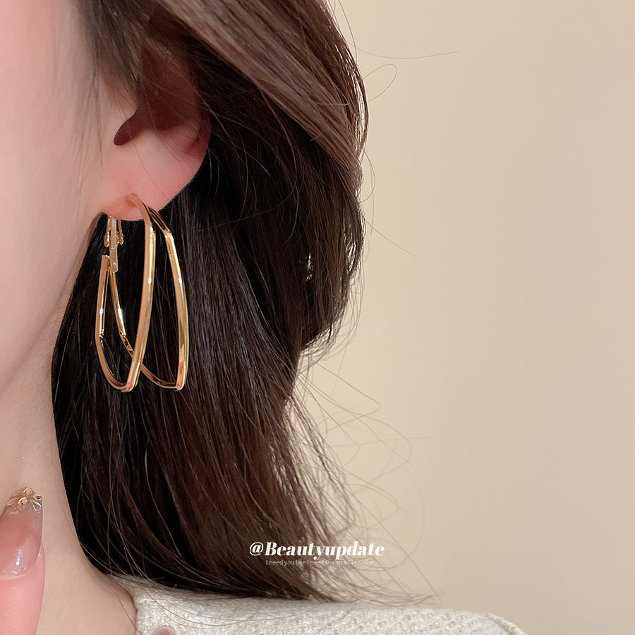Orecchini a Cerchio Rotondi Geometrici Minimalisti da Donna con Perno in Acciaio e Finitura Galvanica