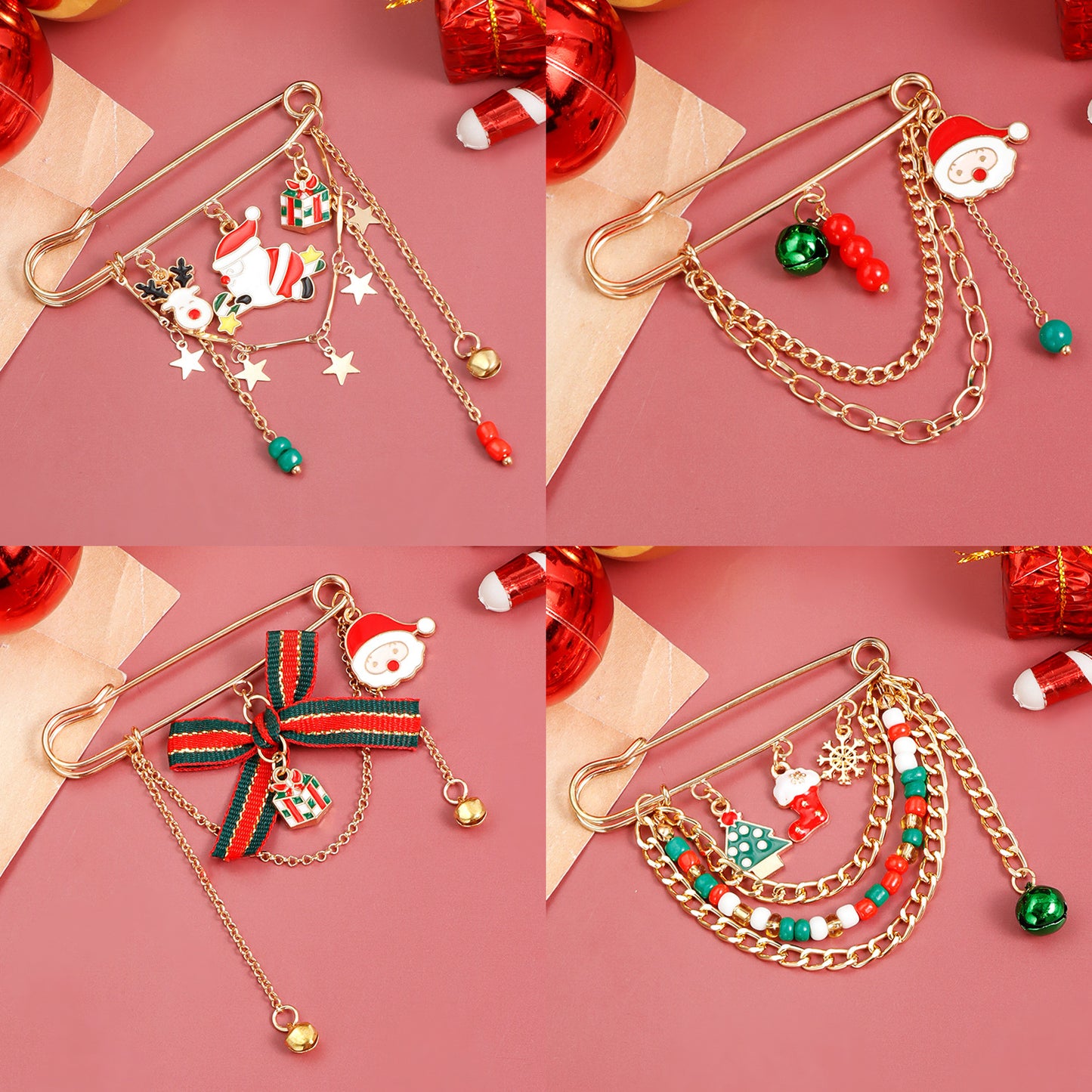 Broche Original de Aleación con Diseño Geométrico de Motivos de Copo de Nieve y Estrella para Mujer, Pin Decorativo de Navidad para Fiestas