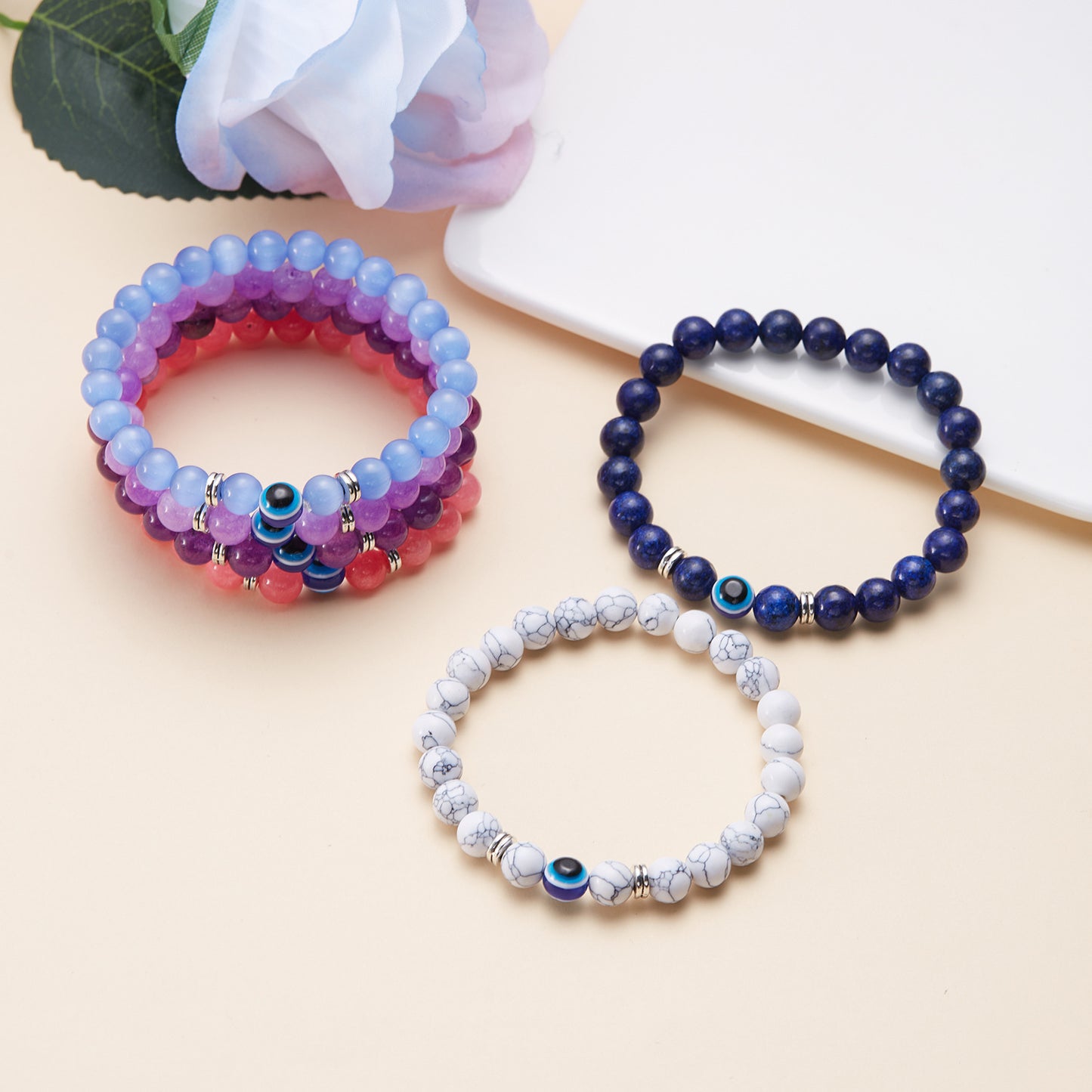 Casual Unisex Evil Eye Beaded Bracelet with Alloy and Resin Glass Beads