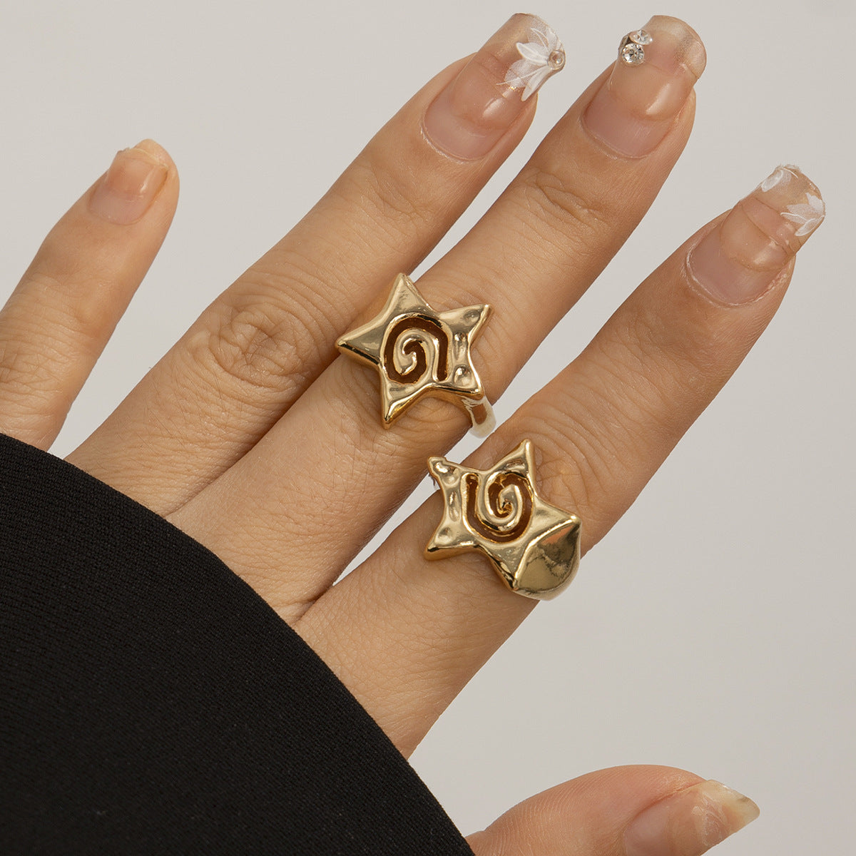 Minimalist Geometric Star Letter Alloy Plated Ring for Women