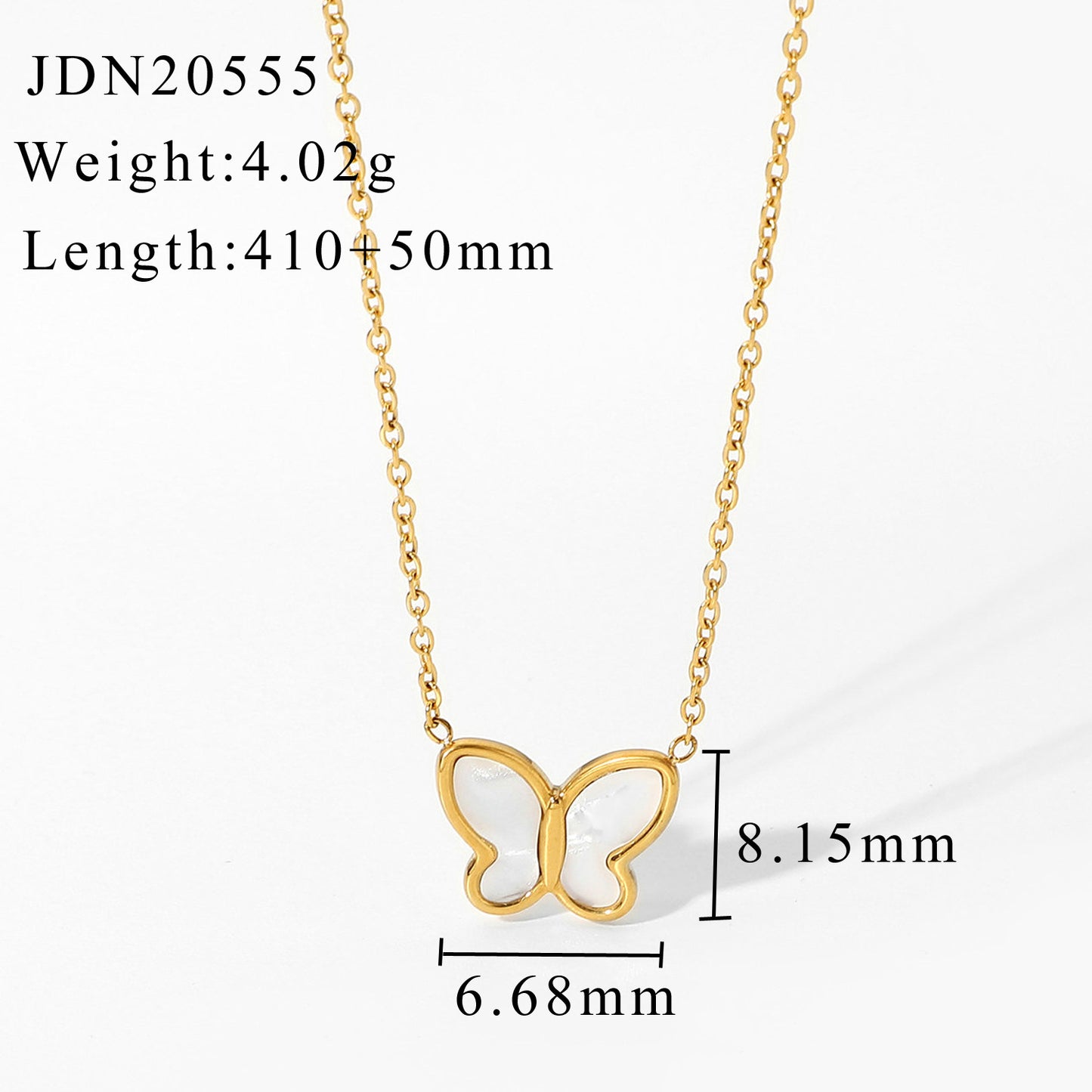 Butterfly Pendant Necklace in Stainless Steel with 14K Gold Plating for Women, Round Bead Chain, Animal-Inspired Minimalist Design