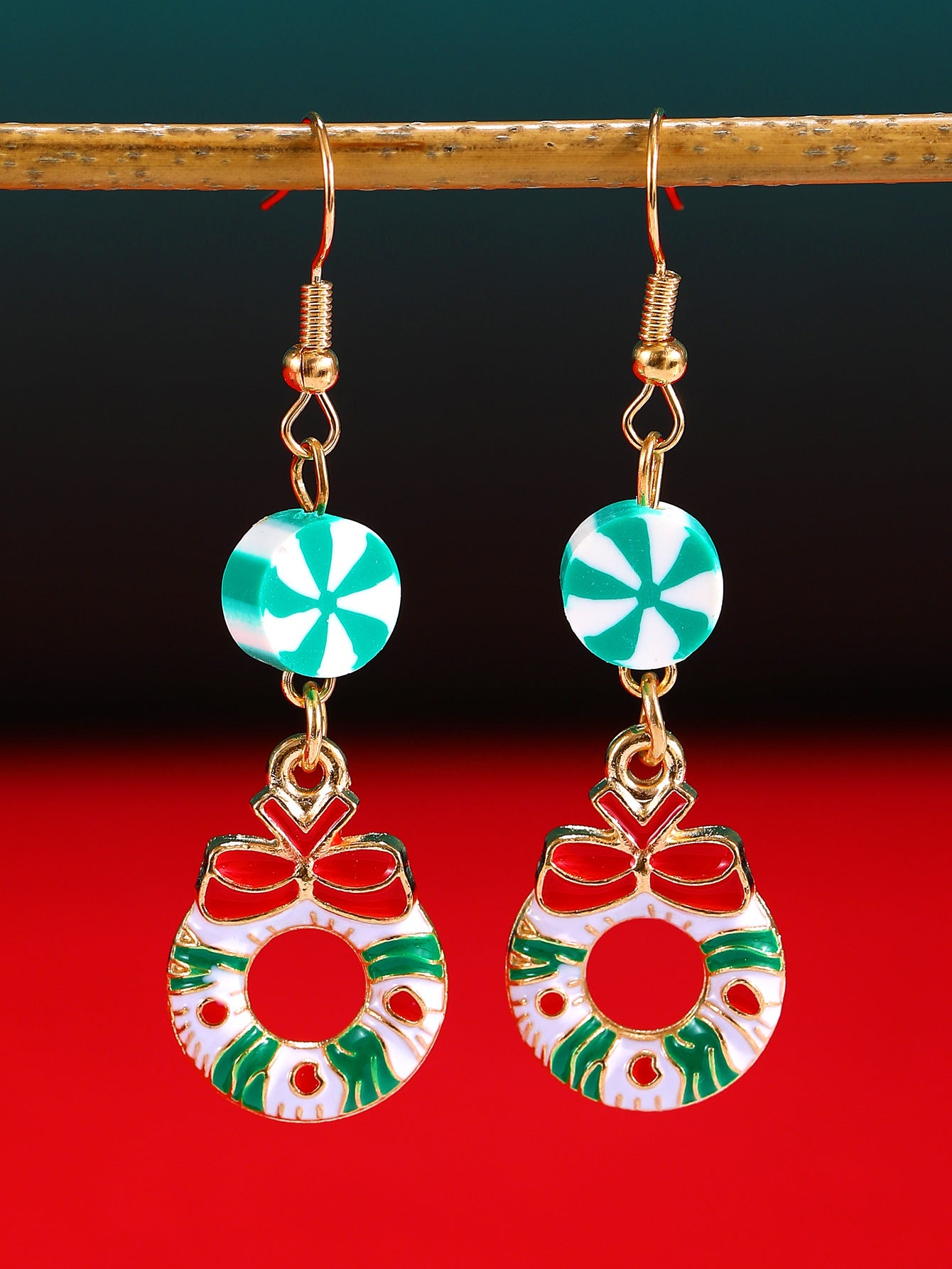 Pendientes de botón minimalistas de árbol de Navidad para mujer con incrustaciones de diamantes de imitación en aleación bañada en oro