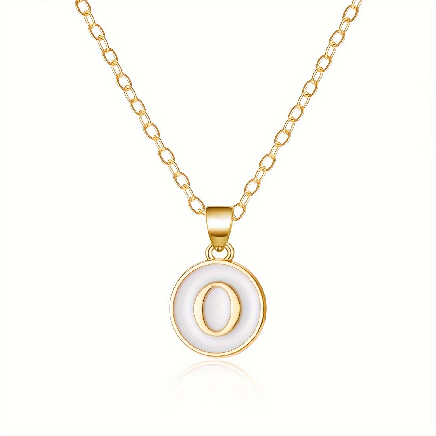 Collana con Pendente a Goccia d'Olio Alfabeto Lettera Rotonda Minimalista in Lega Placcata, Bicolore Bianco e Nero