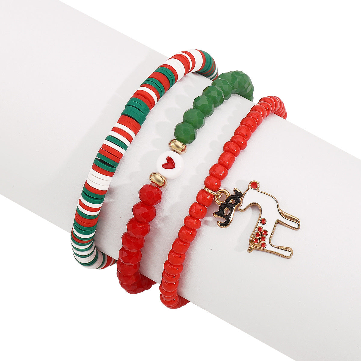 Conjunto de pulseras hechas a mano con temática navideña, con colgante de Papá Noel, de arcilla polimérica y aleación, diseño de copos de nieve, regalo navideño unisex