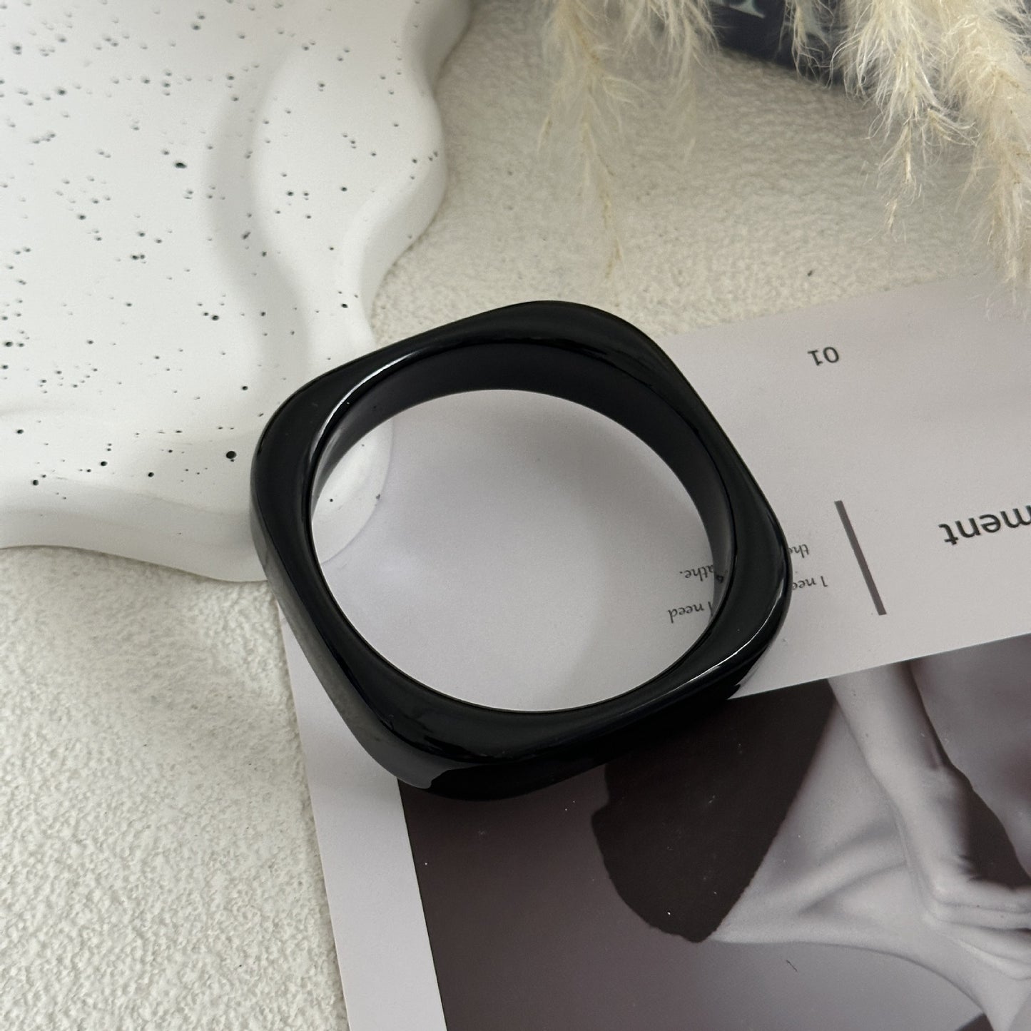 Vintage Gradient Square Acrylic Cuff Bracelet for Women