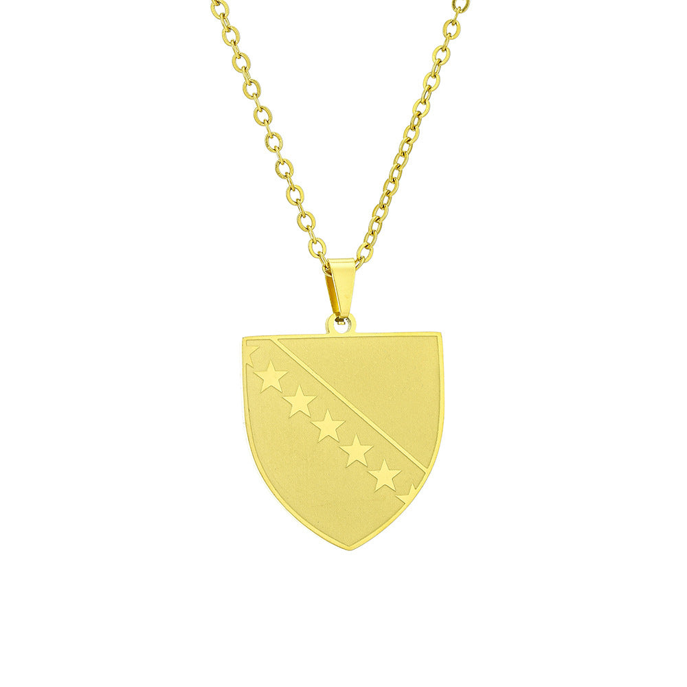Elegante collar con colgante geométrico de acero inoxidable con dije de acero de titanio y acabado de chapado al vacío para uso unisex
