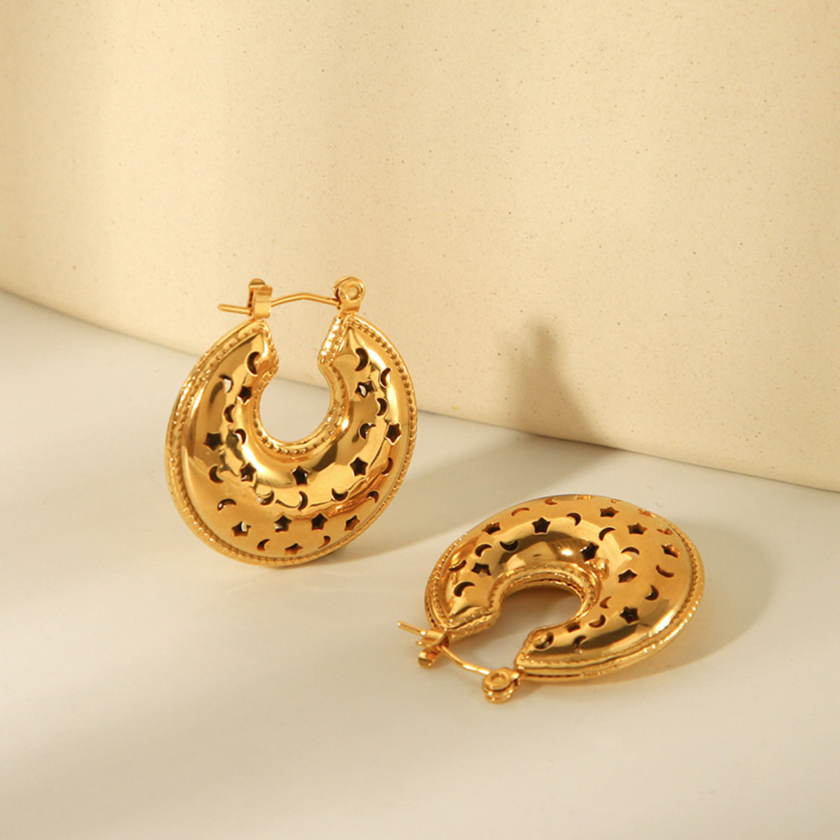 Minimalist Hollow Heart Stainless Steel Earrings for Women with Plated Finish