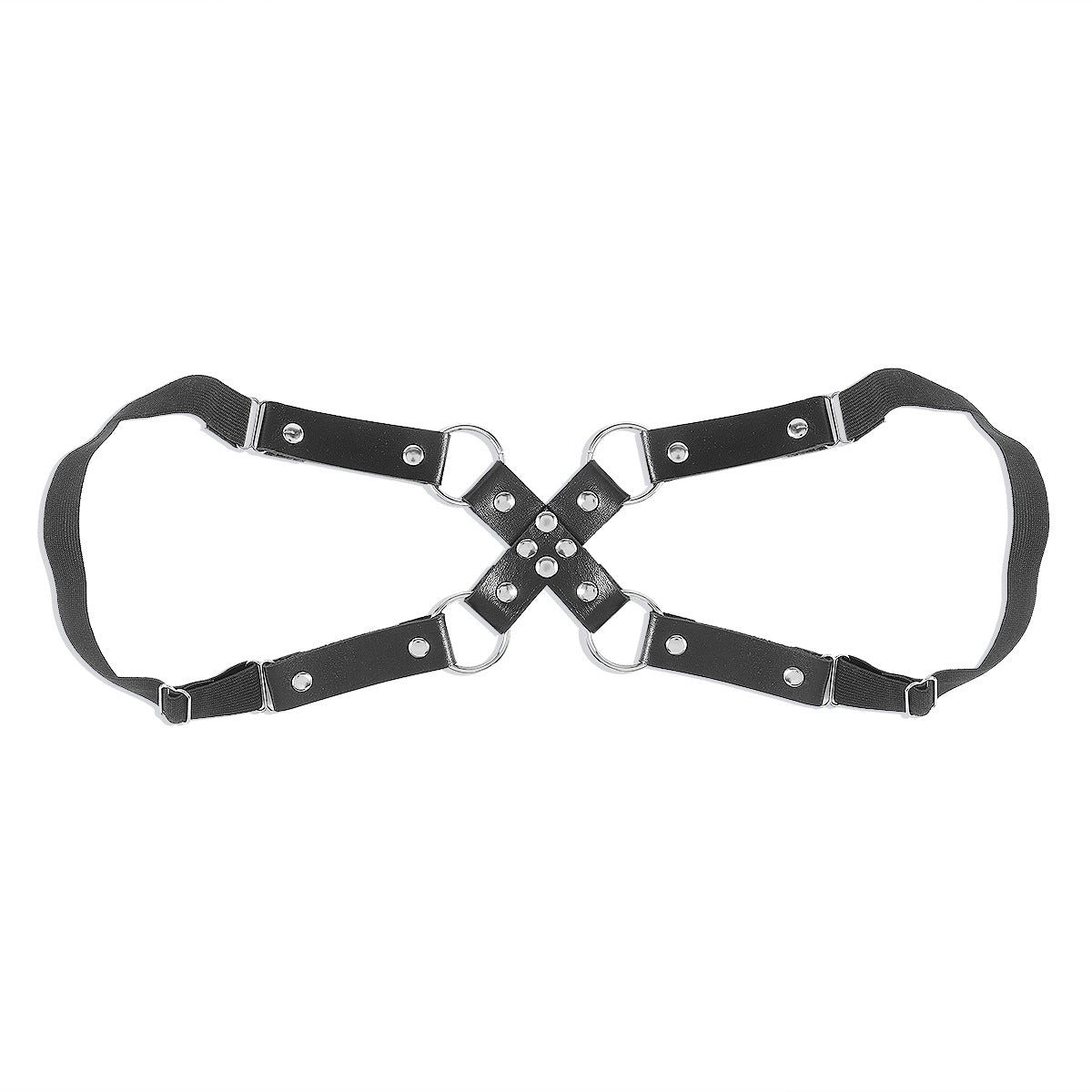 Tobillera estilo punk en forma de corazón de PU y aleación con tachuelas para mujer