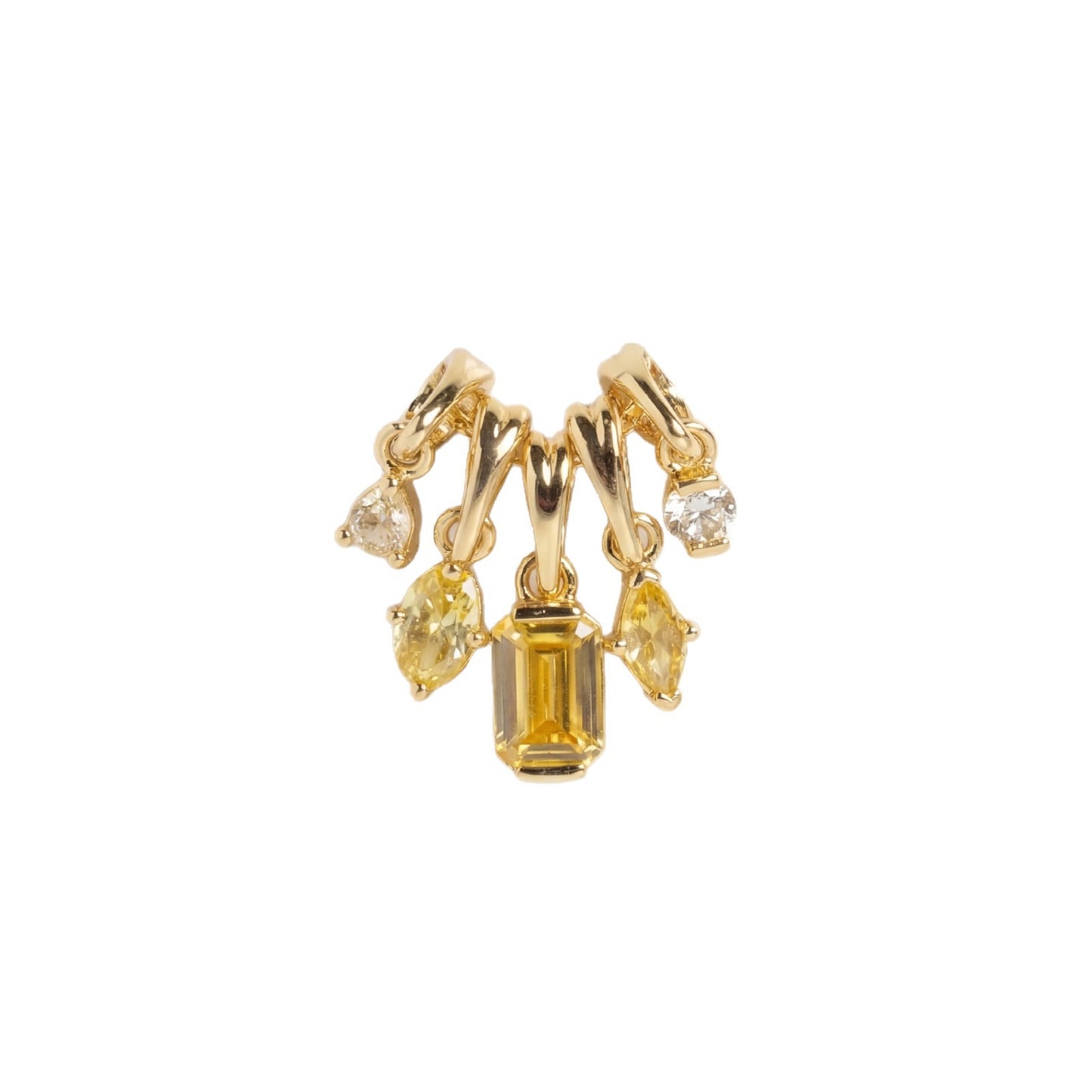 Vintage Geometric Stainless Steel PVD Plated 18K Gold Birthstone Charm Bar for Women