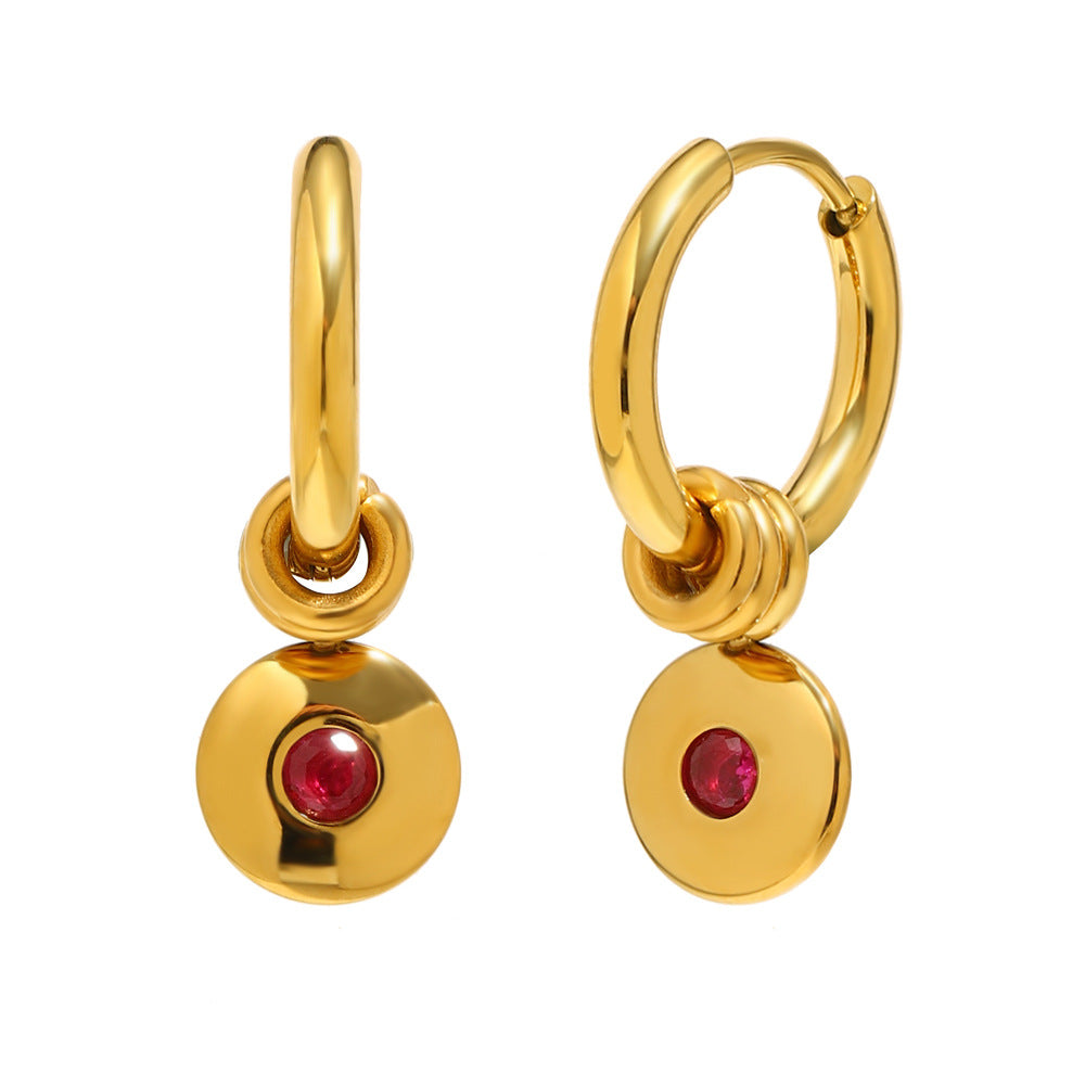 Minimalist 18K Gold Plated Stainless Steel Round Geometric Pendant Necklace for Women