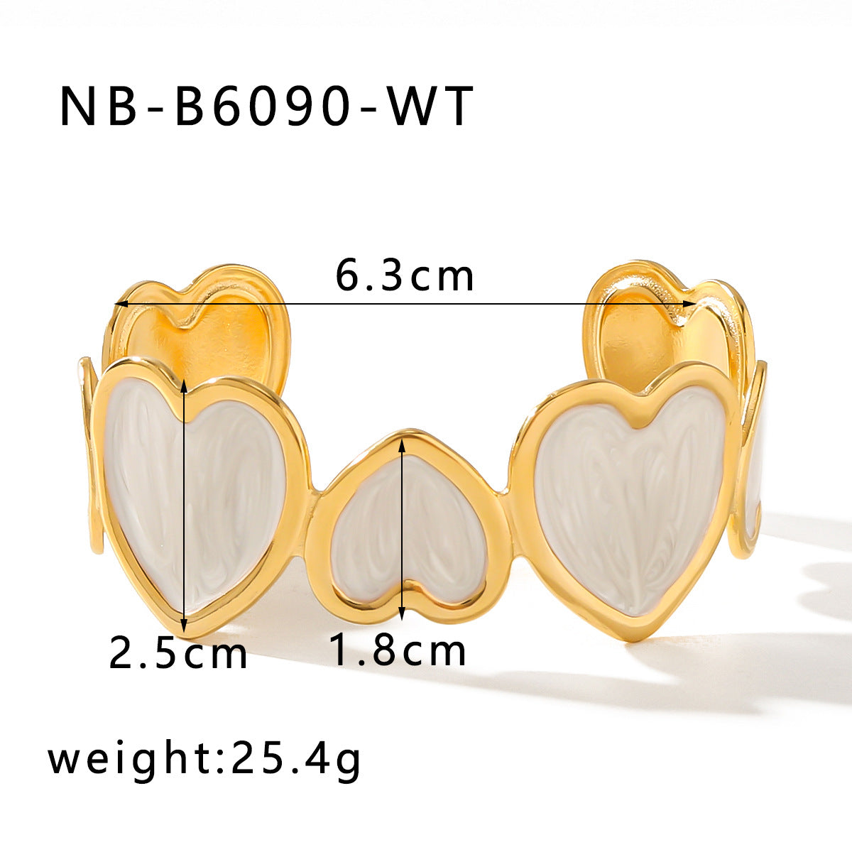 Bracciale Minimalista da Donna in Acciaio al Titanio Smaltato a Forma di Cuore con Finitura Colorata Placcata