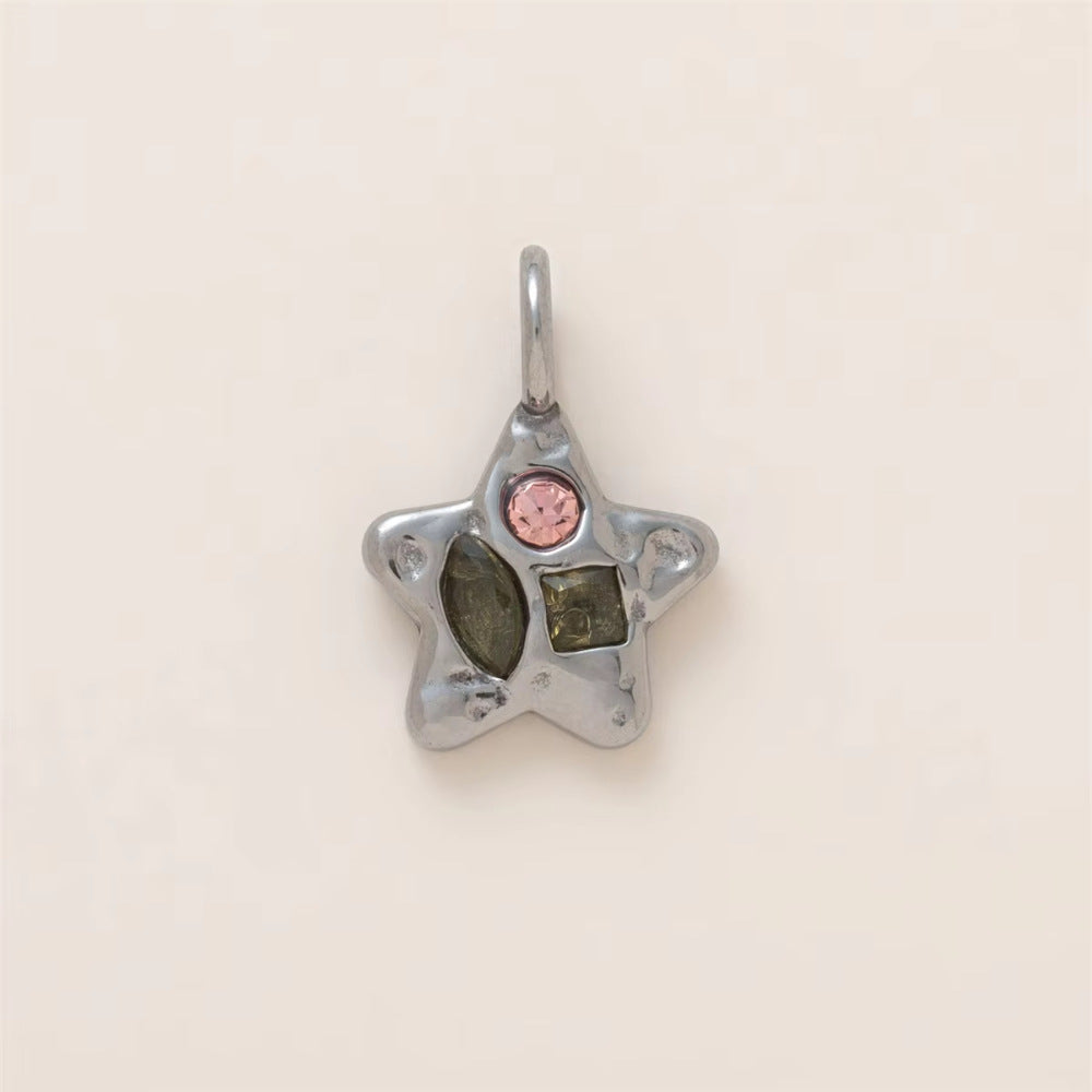 Vintage Stainless Steel Star Snowflake Pendant Charm Bar PVD 18K Gold Plated for Women