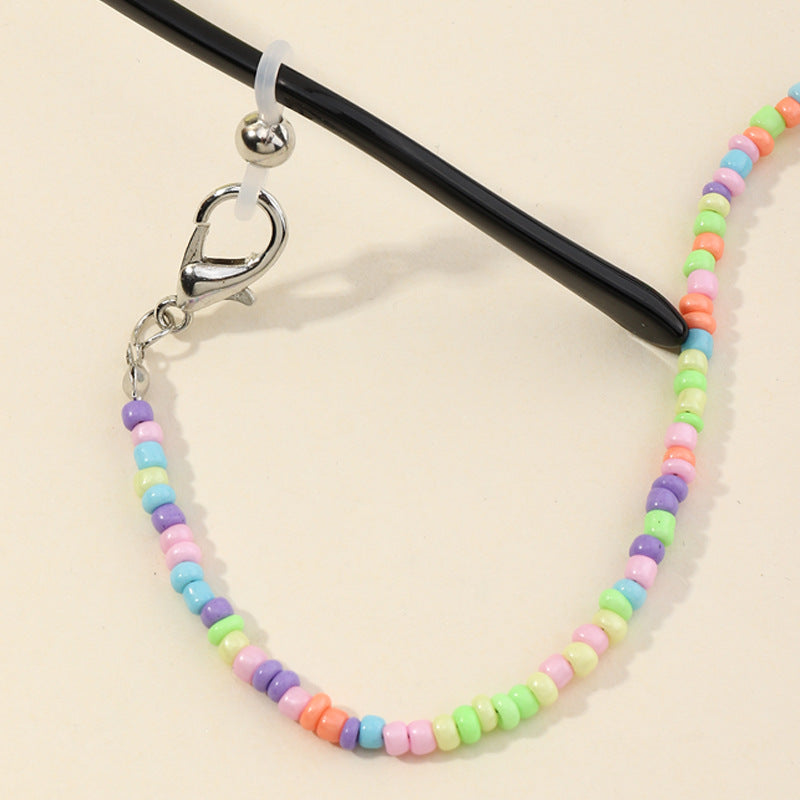 Collar con correa de cuentas de vidrio de colores mezclados creativos para máscaras y gafas infantiles, collar unisex