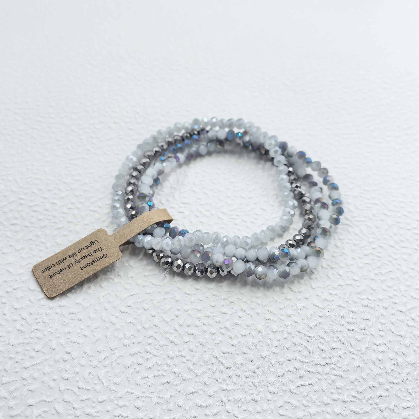Casual Geometric Faceted Crystal Beaded Stretch Bracelet Set for Unisex