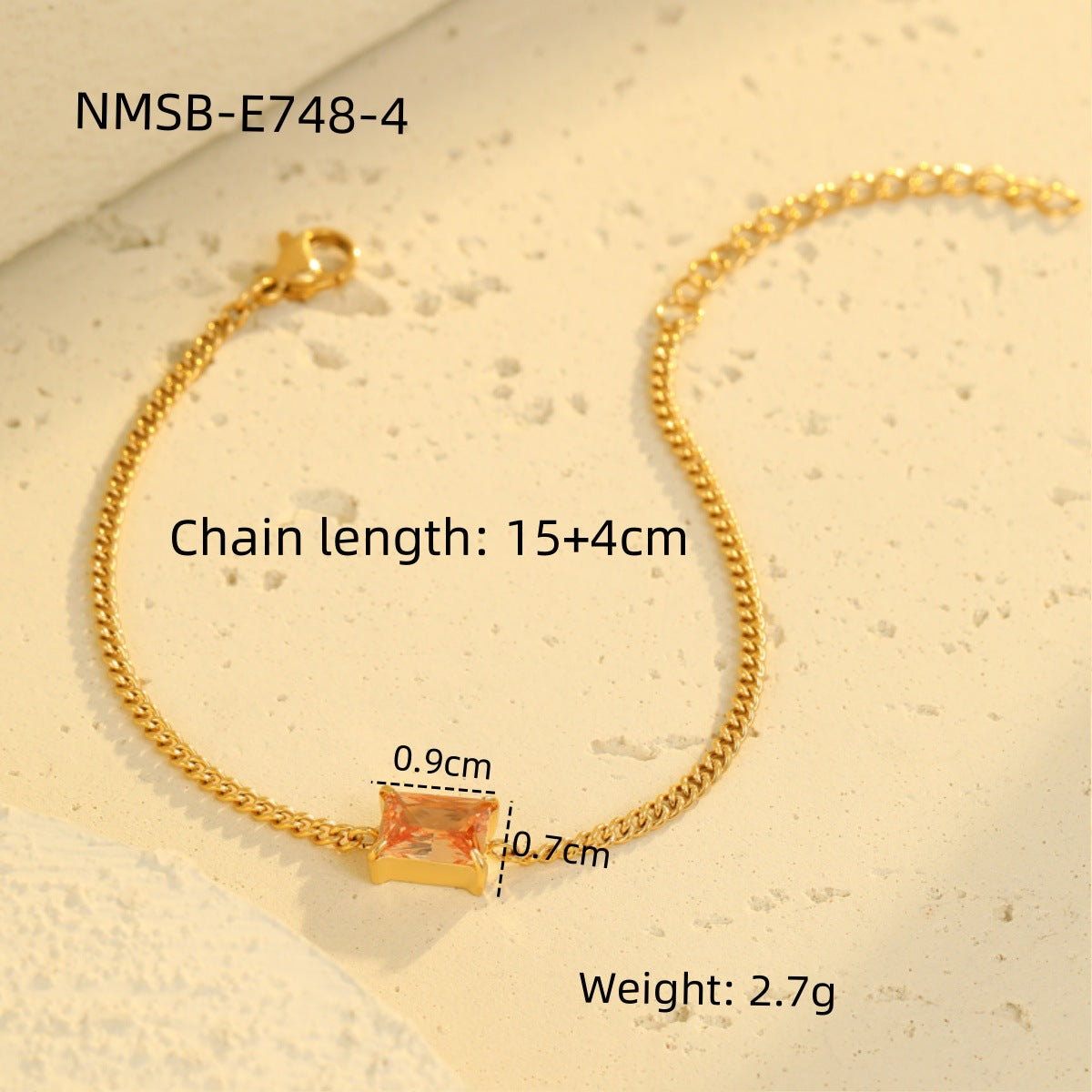 Pulsera de acero inoxidable con diseño geométrico y circonita cúbica para mujer, ajustable, joya minimalista