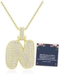 Sweet Hip-hop Letter Brass Cubic Zirconia Inlay Pendant Necklace Box Chain Unisex