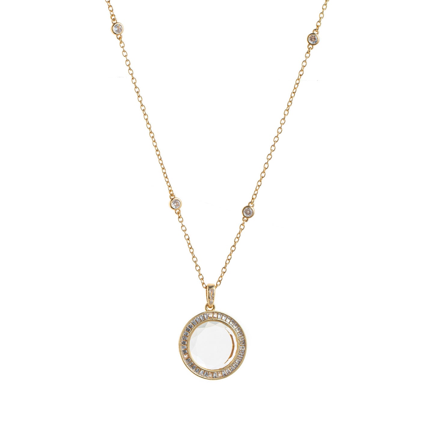 Ciondolo a Medaglione Tondo Geometrico Vintage Placcato Oro 18K in Ottone e Acciaio al Titanio Charm Bar