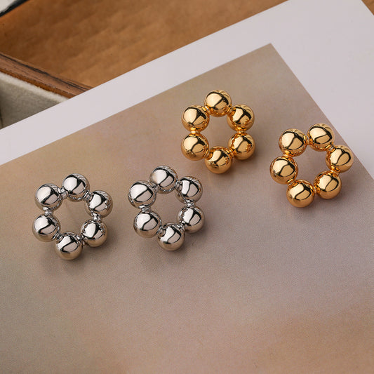 Orecchini a perno geometrici minimalisti in rame con placcatura in oro vero per donna