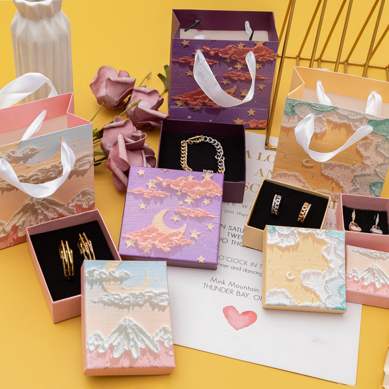 Caja de regalo de cartón premium con tapa para empaque de anillos, collares, pulseras y pendientes