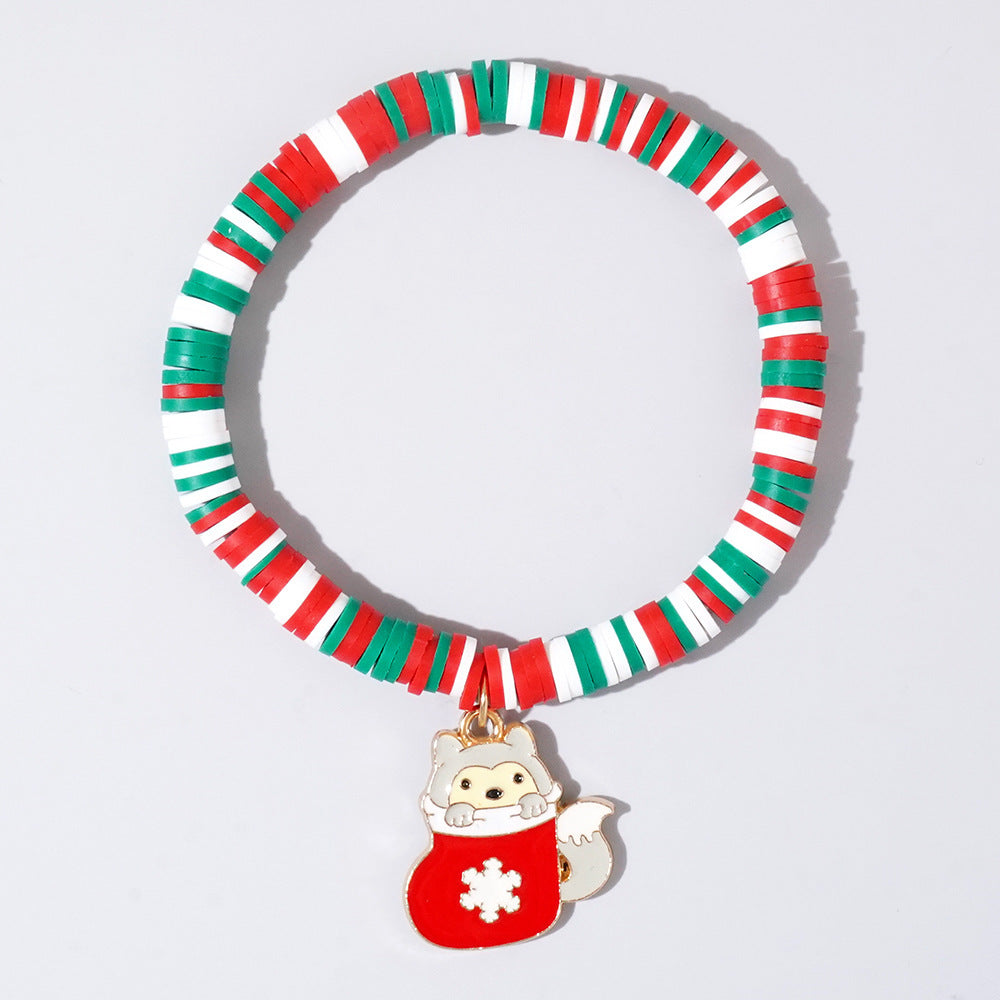 Sweet Handmade Resin Letter Geometric Beaded Bracelet Set Christmas Gift