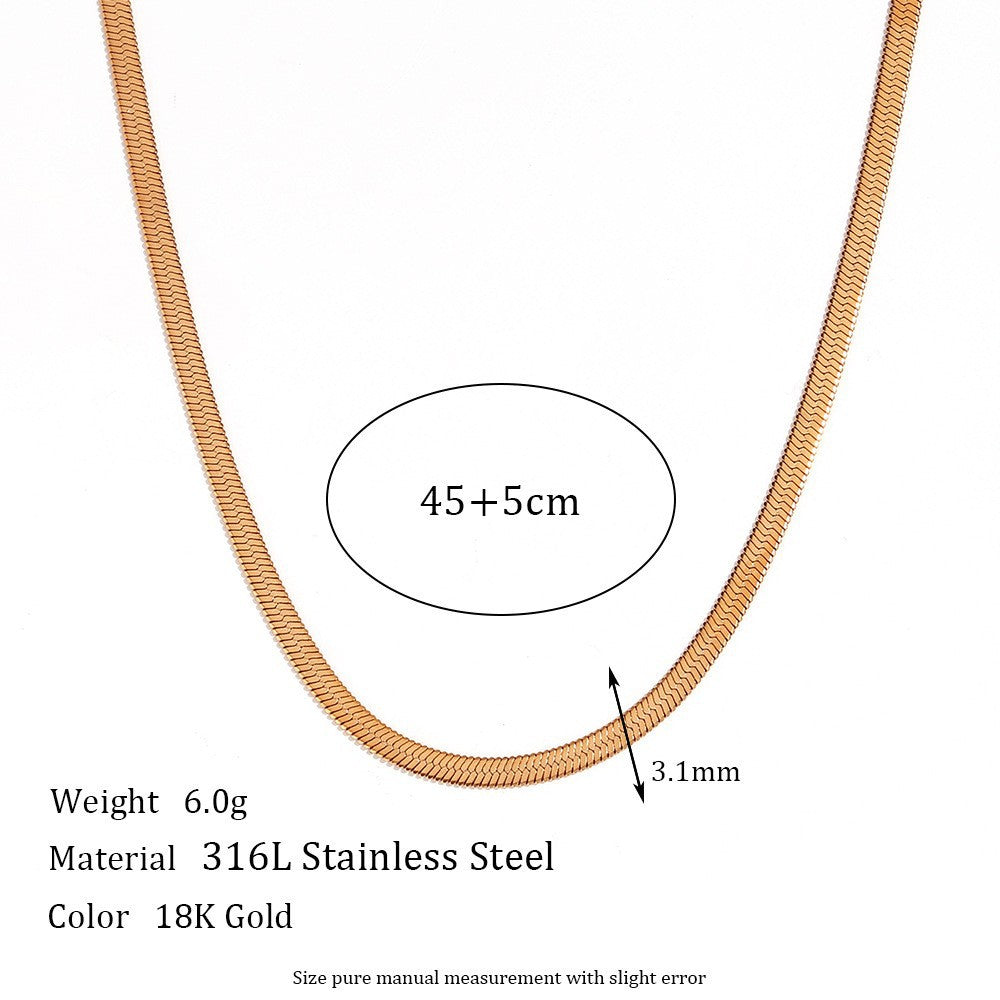 Minimalist 18K Gold Plated Titanium Steel Box Chain Necklace Geometric Blade Design for Women
