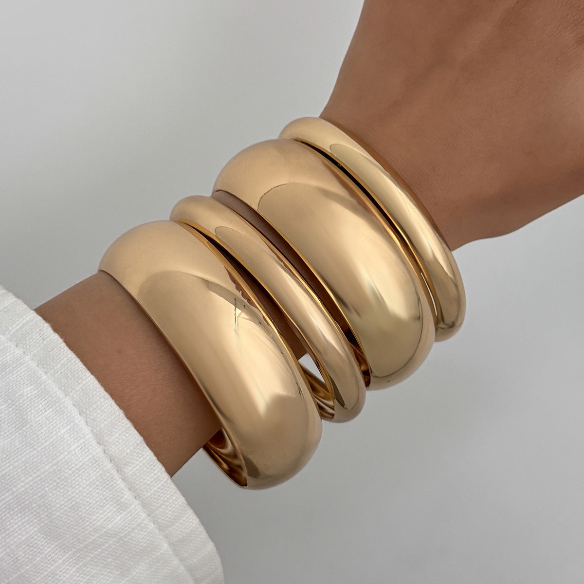 Minimalist Geometric Plated Iron Bracelet Set