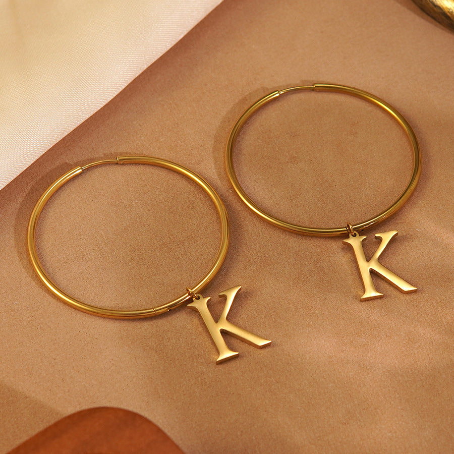 Minimalist Letter Geometric Stainless Steel Plated Earrings for Women