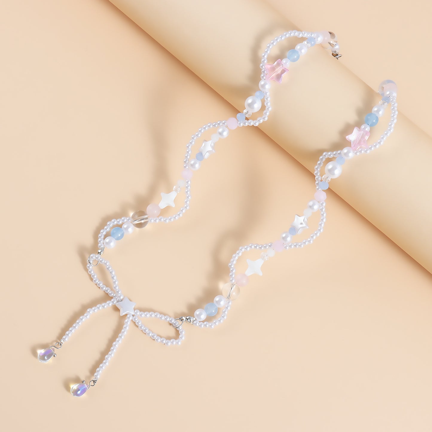 Minimalist Butterfly Bow Star Pendant Necklace for Women with Electroplated Plastic Resin Chain Adjustable Clavicle Length